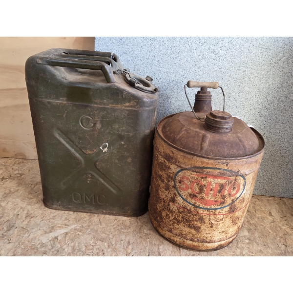Two Collectable Vintage 5 Gallon Gas Cans 