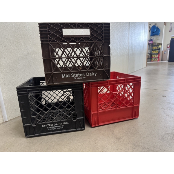 3 Vintage Milk Crates In Excellent Condition - Measure 12" X 12" X 10"