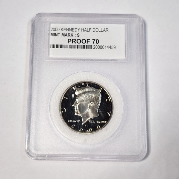 2000-S Kennedy Half Dollar Graded by PCC PROOF 70
