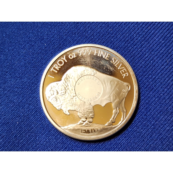 Indian Head Buffalo Nickel Design - 1 Troy oz .999 Fine Silver Round 