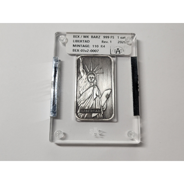 Rare! (Mintage: 110) The Locker Mint 1oz 999 Fine Silver Libertad Bar in Display Slab