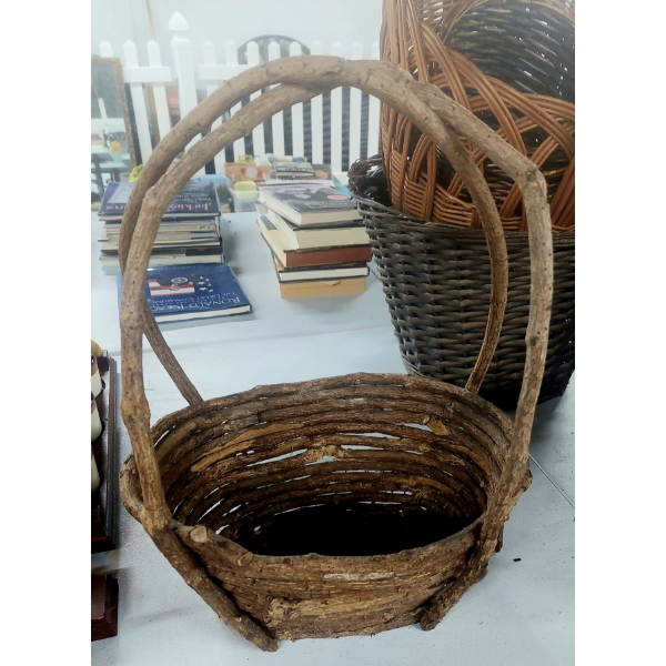 Hand Made Twigwood Basket - 12" x 9" x 16"