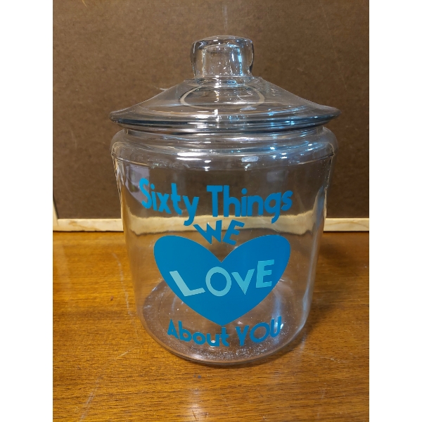 Anchor Hocking 1 Gallon Decorated Glass Jar With Lid - Perfect Condition