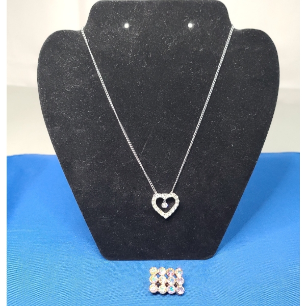 Fashion Heart Necklace & Brooch Pin 