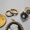 Image 6 : Lot of Assorted Gold-Tone Jewelry Items: Earrings, Rings, Pin - See Photos! 