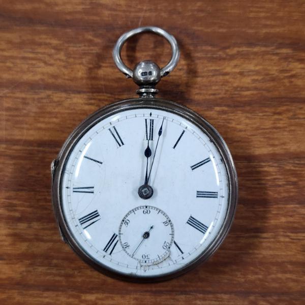 Antique Late 1800's Sterling  Silver Railroad Pocket Watch ~ Total Weight 105 Grams