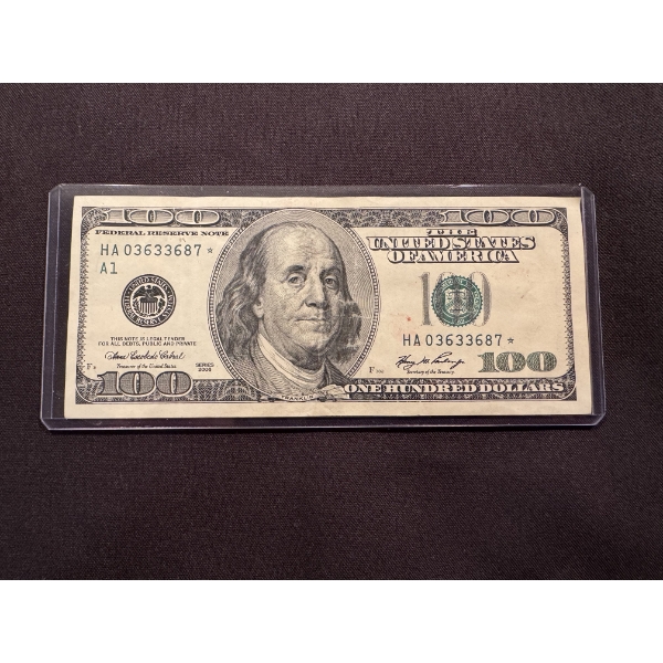 2006 United States Benjamin Franklin $100 Bill STAR NOTE In A Protective Holder 