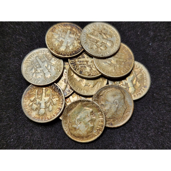 $1.20 Face Value in Assorted 90% Silver United States Dimes 