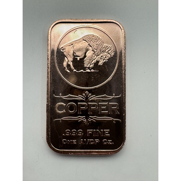 Buffalo 1 AVDP oz .999 Fine Copper Bar