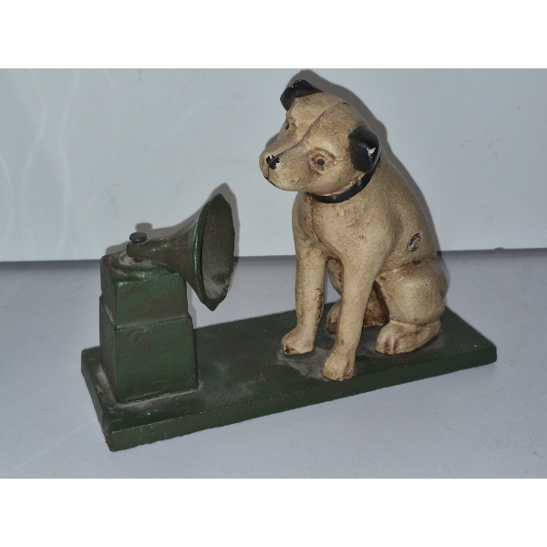RCA "NIPPER" CAST IRON BANK - FULL TO THE BRIM OF COINS -SEE DESCRIPTION & PICS