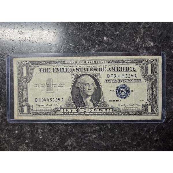 1957 US Silver Certificate In Great Condition In Protective Holder