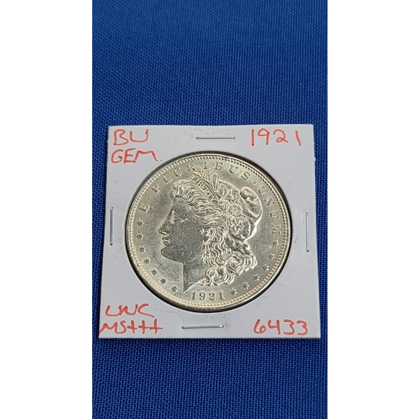 1921 BU GEM 90% Silver Morgan Dollar 