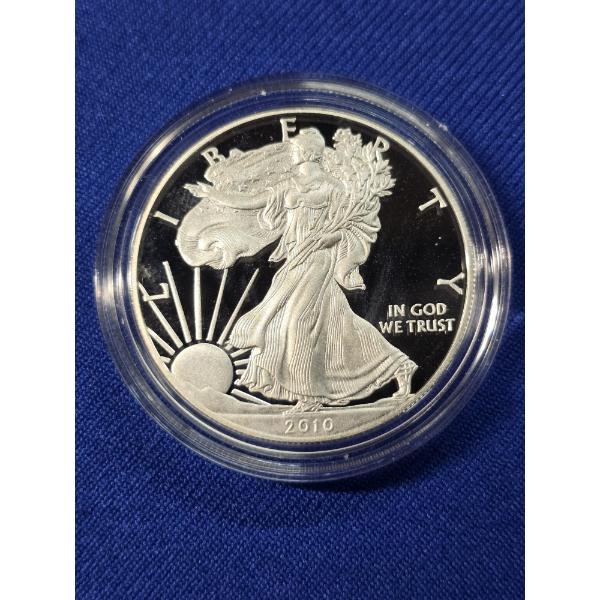 2010 - W American Eagle One Troy Ounce .999 Fine Silver Proof Coin w/ Box & COA