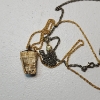 Image 3 : Onyx Eagle Pendant Necklace and Clear Stone Teardrop Pendant Necklace 