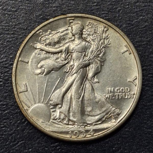 1934 S Walking Liberty Half Dollar - AU Condition - See Pics