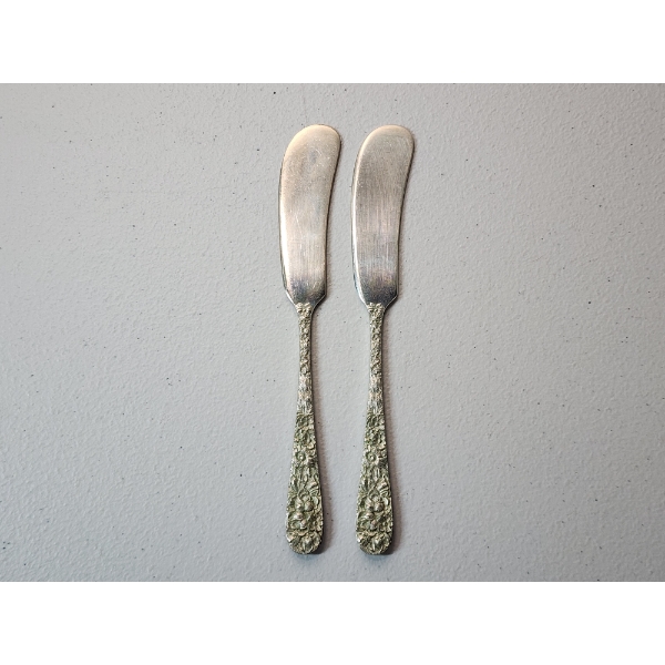 x2 Steiff "Rose" Sterling Silver Butter Knives TW: 64.0g