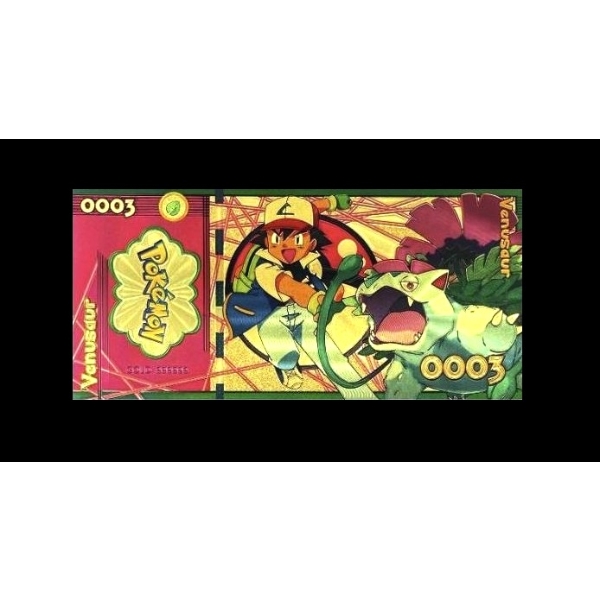 Pure 24k .999 Gold Foil POKEMON "VENUSAUR" Note - Mint - NEW SERIES - Processed in Pure GOLD