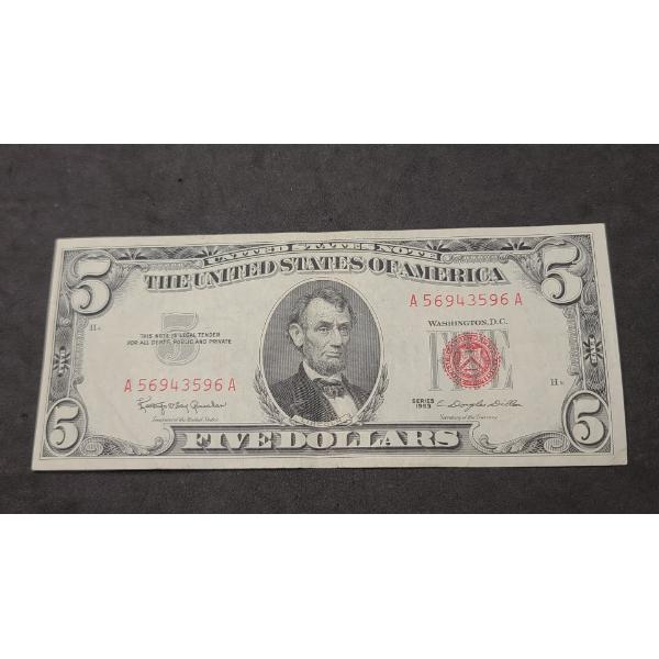1963 $5 Red Note With Granahan And Dillon Signatures - Face Value: $5.00