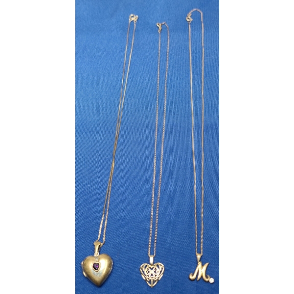
(3) Women's Sterling Silver Necklaces/Locket - Weight: 11.6g