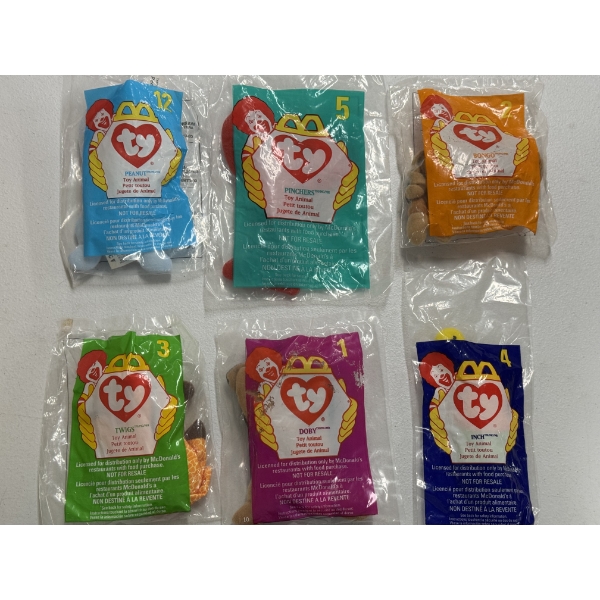 Brand New McDonald's TY Toy Animal Plushies - Lot of 6 - Sealed Packaging