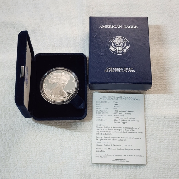 2006-W Proof American Silver Eagle - 1 oz .999 Fine Silver - With OGP Packaging & CoA