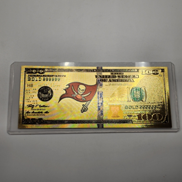 Tampa Bay Buccaneers Novelty $100 24K 999999 Gold Foil Note