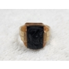 Image 1 : Nice 10K Yellow Gold Ring With Unique Black Cameo Piece Size 9 ~ Weighing 4.9 Grams