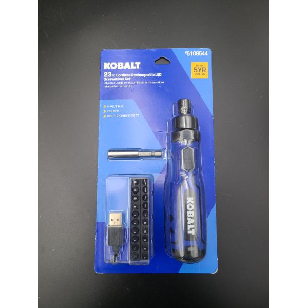 Kobalt 23pc cordless rechargeable LED Screwdriver Set - 4 - Volt Max - 280 RPM - USB-C Charging Port