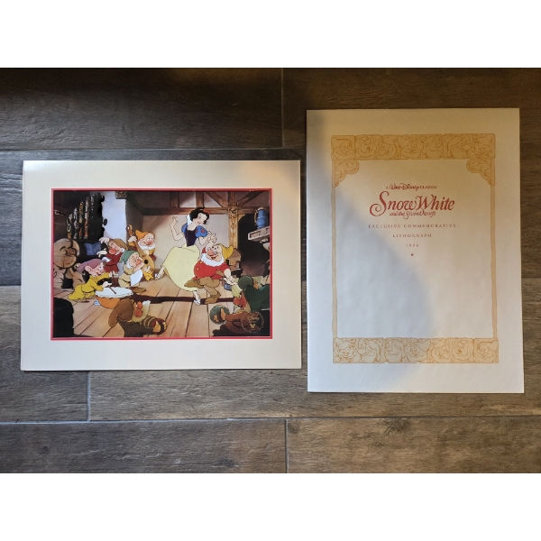 1993 Walt Disney Aladdin And Snow White Exclusive Commemorative Lithographs Both Carefully Preserved