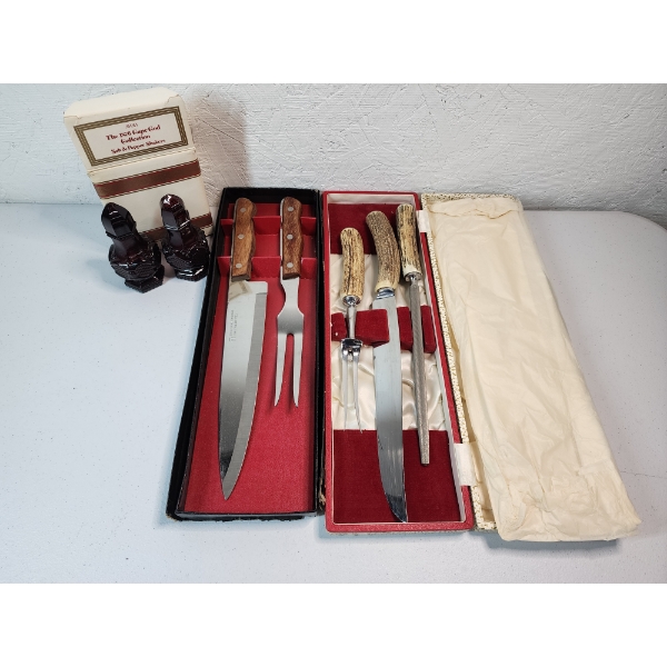 Stainless Steel Carving Knife Sets and Avon Salt and Pepper Shakers