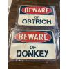 Image 1 : 6 Tin Signs - 1 is 10x14 & the rest 9x12 - Beware of Ostrich - Donkey - Bumble Bee - Pygmy Goat 