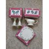 Image 1 : PICKUP IN CANTON - Longaberger Holly Berry Trivet, Sauce Boat, And Candle Sticks All In Excellent Co