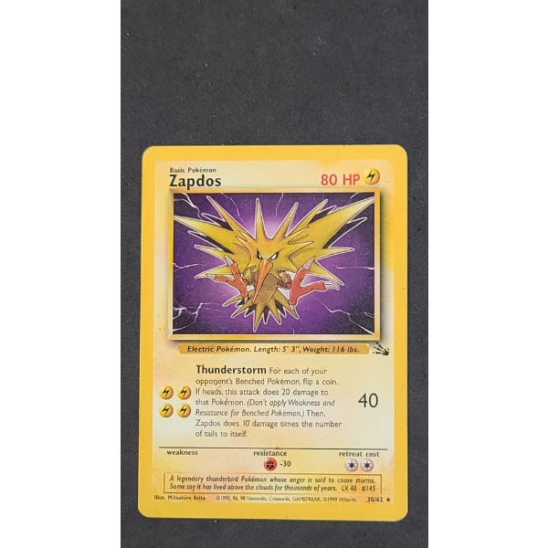 Pokémon TCG Zapdos #30/62 Non-Holo Rare Card From The Fossil Set