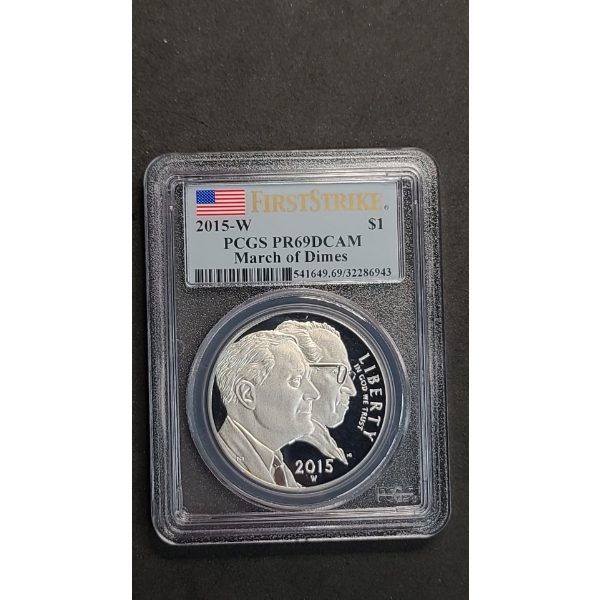 PCGS 2015-W PR69DCAM March Of Dimes Commemorative 90% Silver Proof Dollar