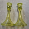 Image 3 : *Pick Up At Mantua Home-No Shipping Available* Amazing Pair Of Vintage Vaseline Glass Candlesticks I