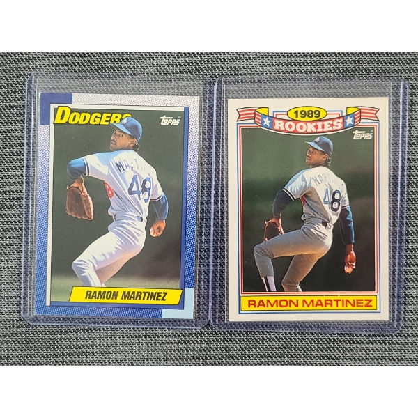 Lot of Two Different 1990 Topps Ramon Martinez Baseball Trading Cards 