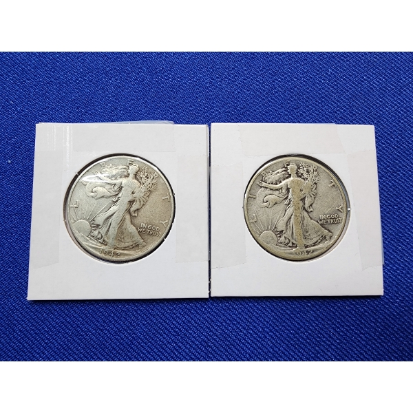 (2) 1942 Walking Liberty Silver Half Dollars 