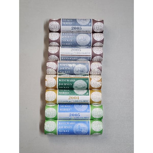 (8) Rolls of 2004-2005 Westward Journey Jefferson Nickels FV: $16.00
