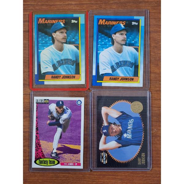Four Randy Johnson Assorted Baseball Trading Cards