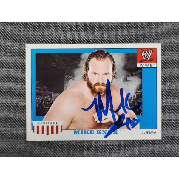 Hand Signed Mike Knox WWE 2008 Topps Heritage #36 Wrestling Trading Card 