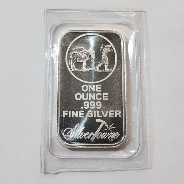 SilverTowne Prospector 1 Troy oz .999 Fine Silver Bar - Mint Condition in Sealed Package
