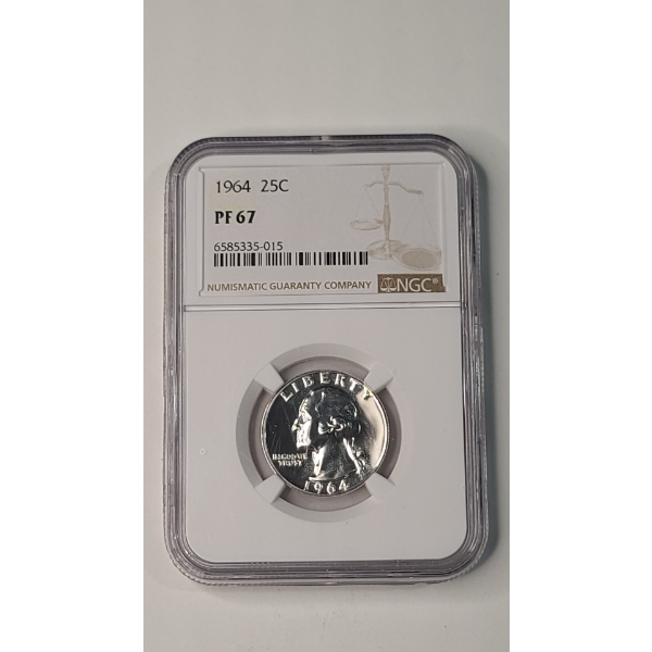 NGC 1964 PF 67 Washington 90% Silver Quarter 