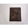 Image 1 : Wolf Face Sculpture Wall Decor - Textured - Wood Base