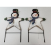 Image 1 : 2 Outdoor Metal Christmas/Holiday Snowmen Stakes - Approx. 19in Tall