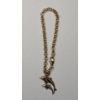 Image 3 : 14K Gold 7" Rolo Link Charm Bracelet Featuring Two-tone 14K Gold Dolphins Pendant - Weight: 4.8g