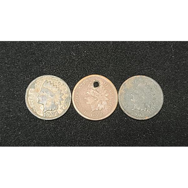 1882, 1901, 1903 Indian Head Cents - Face Value: $0.03