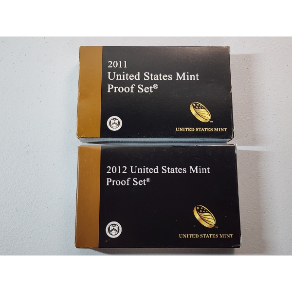 x2 United States Mint Proof Sets: 2011 & 2012 in Original Packaging w/ CoA