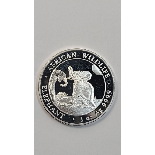  2024 Somalia African Wildlife Series Elephant 1 Troy Ounce .9999 Fine Silver Proof Round