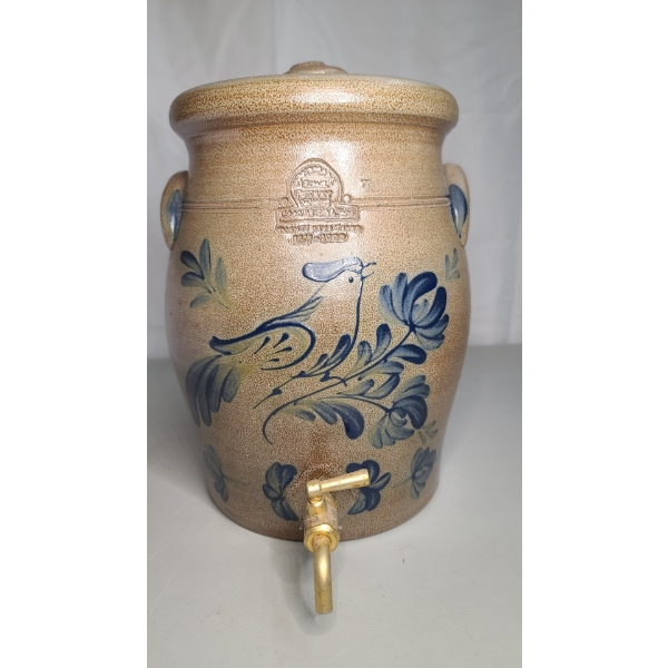 Vintage Row Pottery Works 25 Years Commemorative Glazed Stoneware Beverage Cooler/Dispenser With Lid