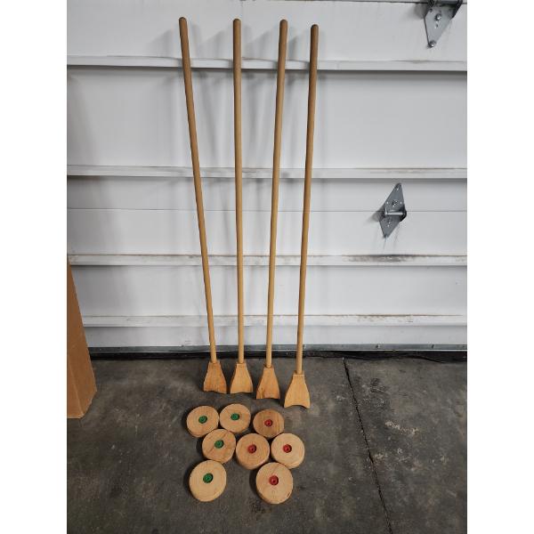 Vintage Wooden Shuffleboard Set 